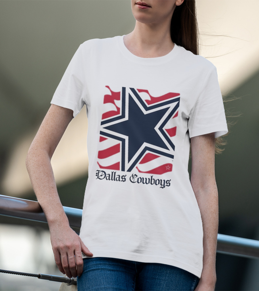 Dallas Cowboys Star With Red Background Stripes T-Shirt