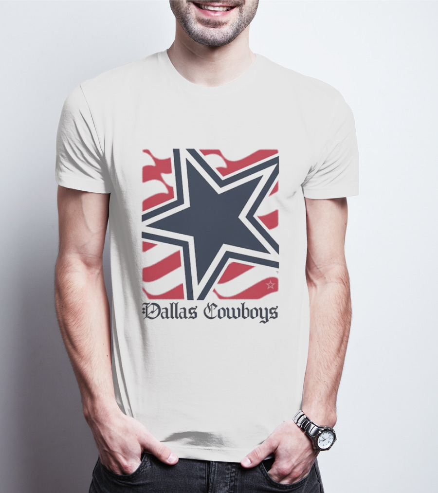Dallas Cowboys Star With Red Background Stripes T-Shirt