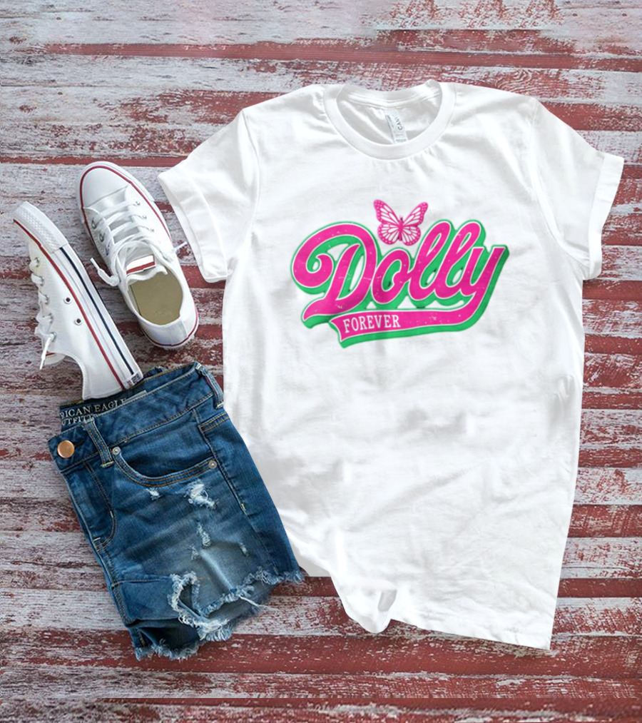 Dolly Forever Pink Butterfly Script T-Shirt