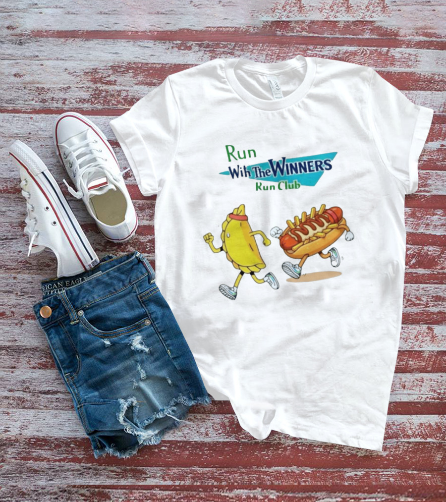 Run With The Winners Run Club Empanada And Hot Dog Race T-Shirt