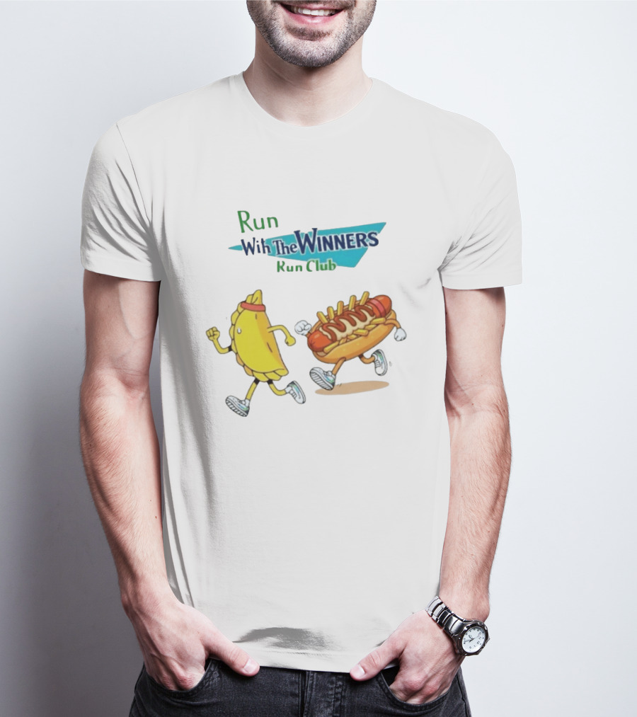 Run With The Winners Run Club Empanada And Hot Dog Race T-Shirt