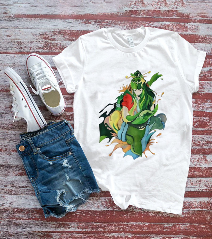 Shun Of Andromeda Saint Seiya Anime Character Art Green And Red T-Shirt
