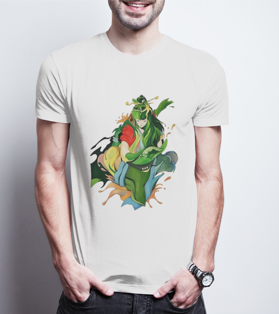 Shun Of Andromeda Saint Seiya Anime Character Art Green And Red T-Shirt