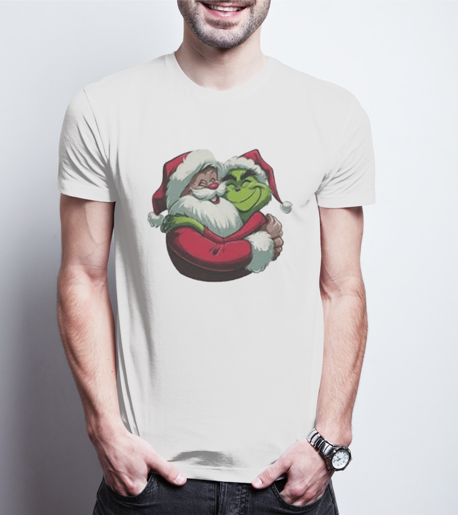 Grinch And Santa Embrace Christmas Magnet T-Shirt