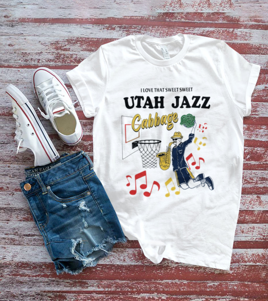 I Love That Sweet Sweet Utah Jazz Cabbage Basketball Music Notes Player T-Shirt