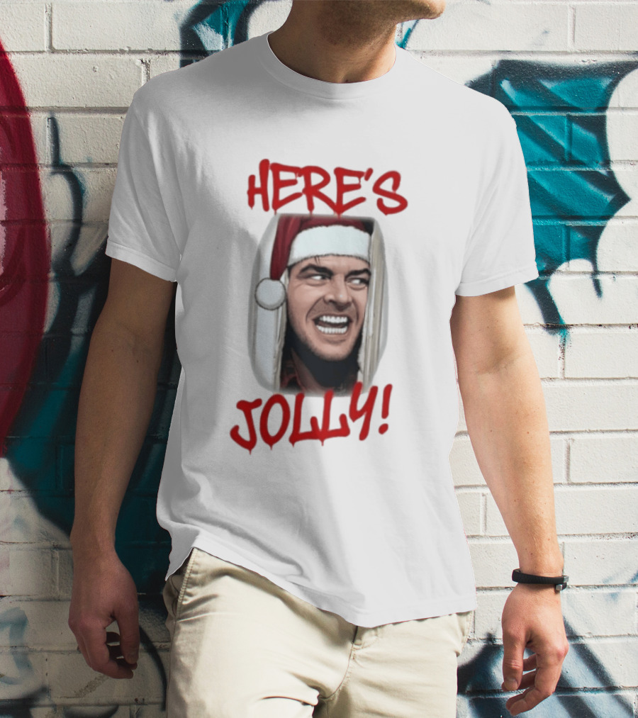 Jack Nicholson Here's Jolly Christmas Horror Santa Hat T-Shirt