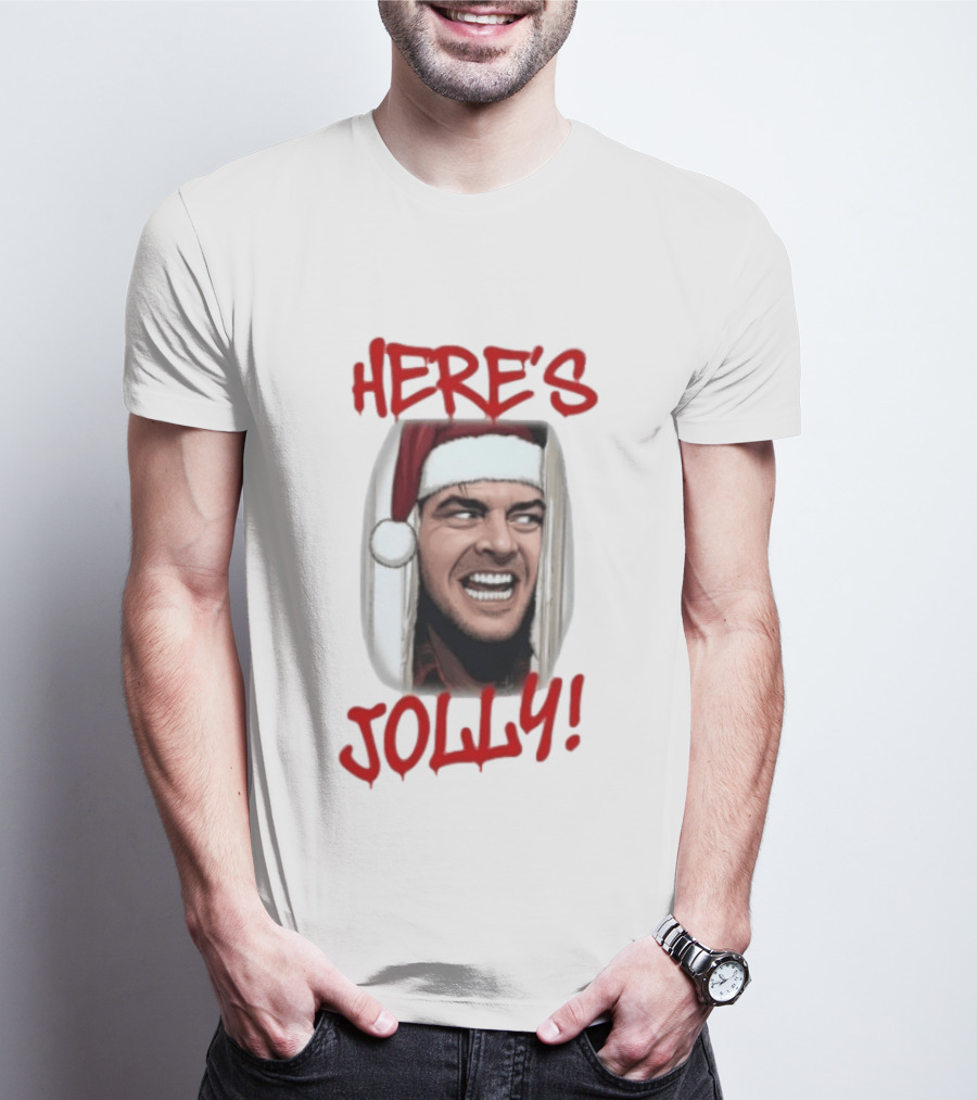 Jack Nicholson Here's Jolly Christmas Horror Santa Hat T-Shirt