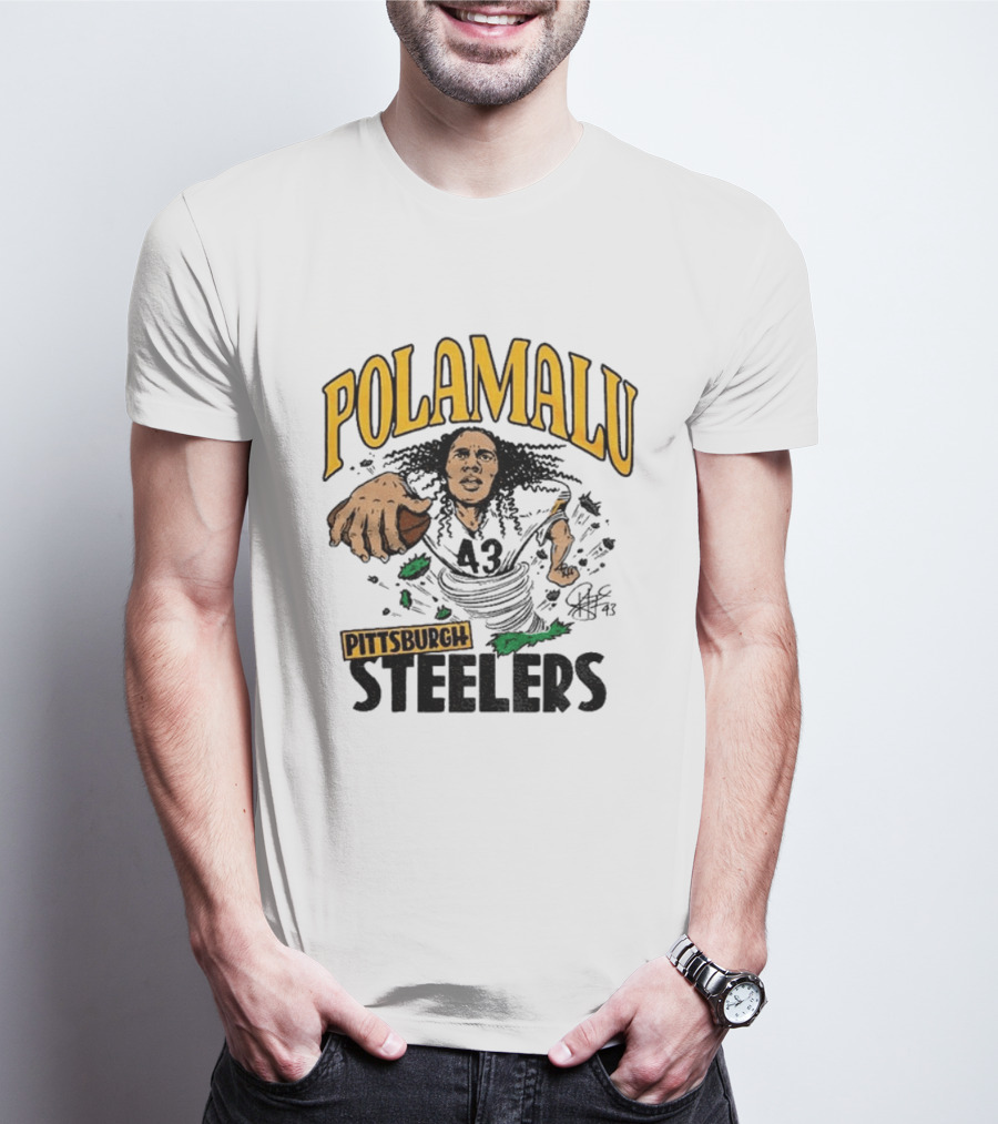 Polamalu Pittsburgh Steelers Caricature Player Number 43 T-Shirt