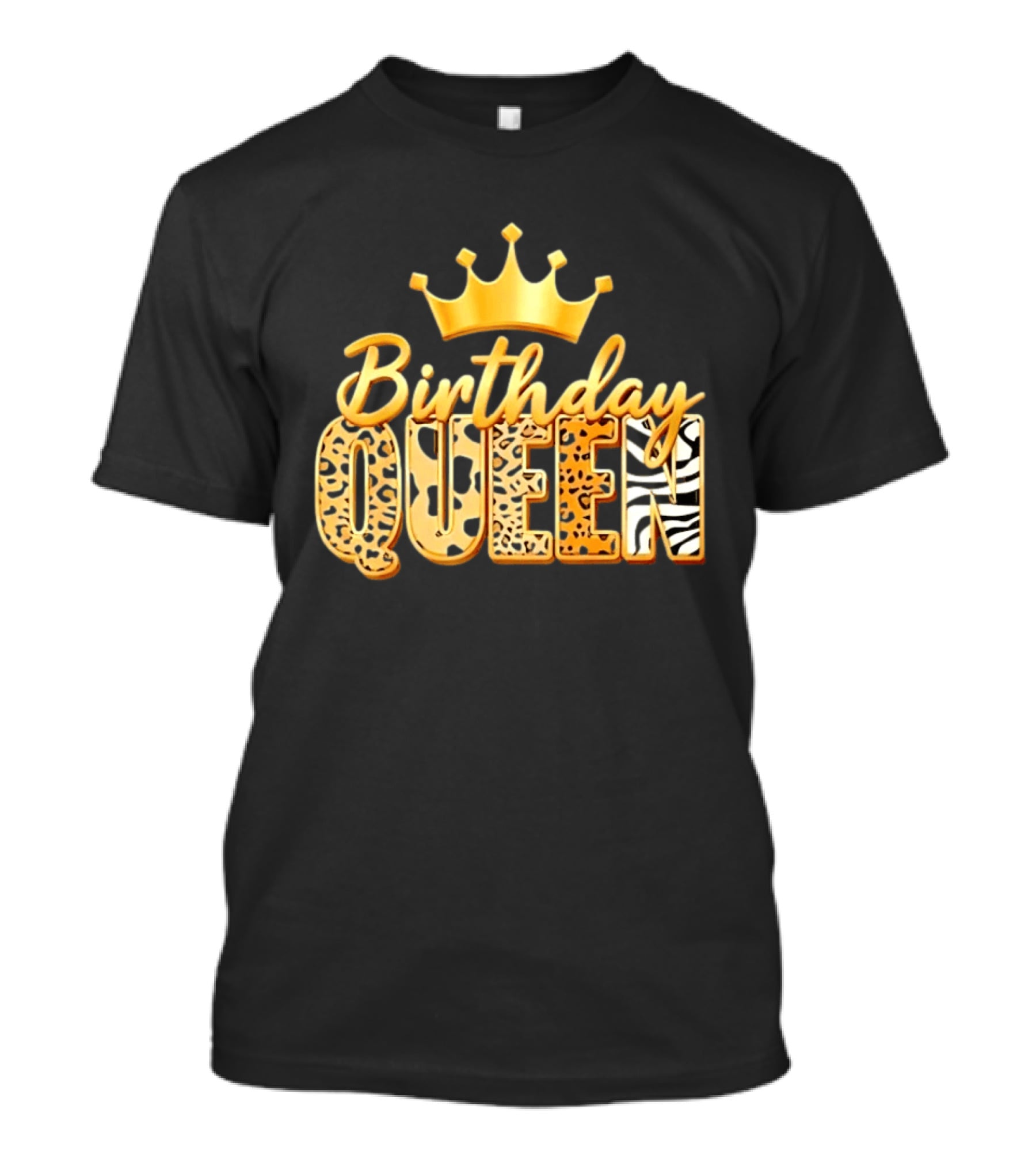 Birthday Queen Crown Leopard Print Zebra T-Shirt