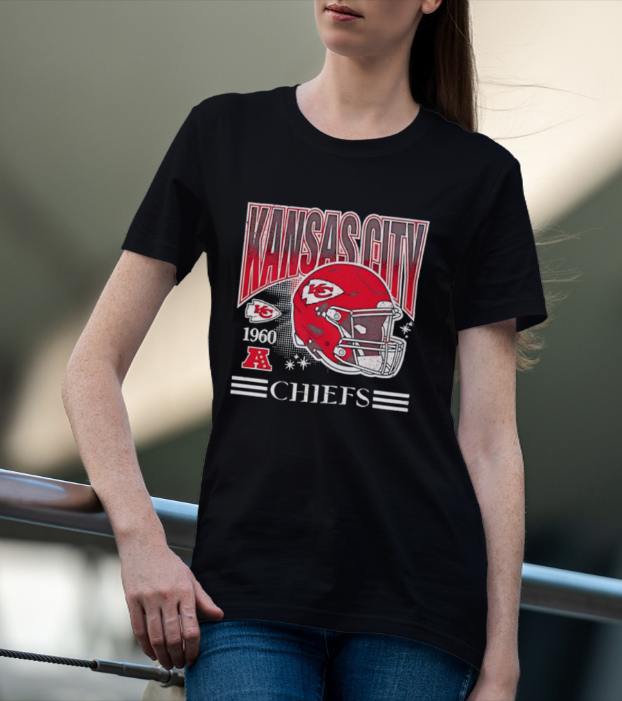 Kansas City Chiefs 1960 Red Helmet Distressed AFC T-Shirt