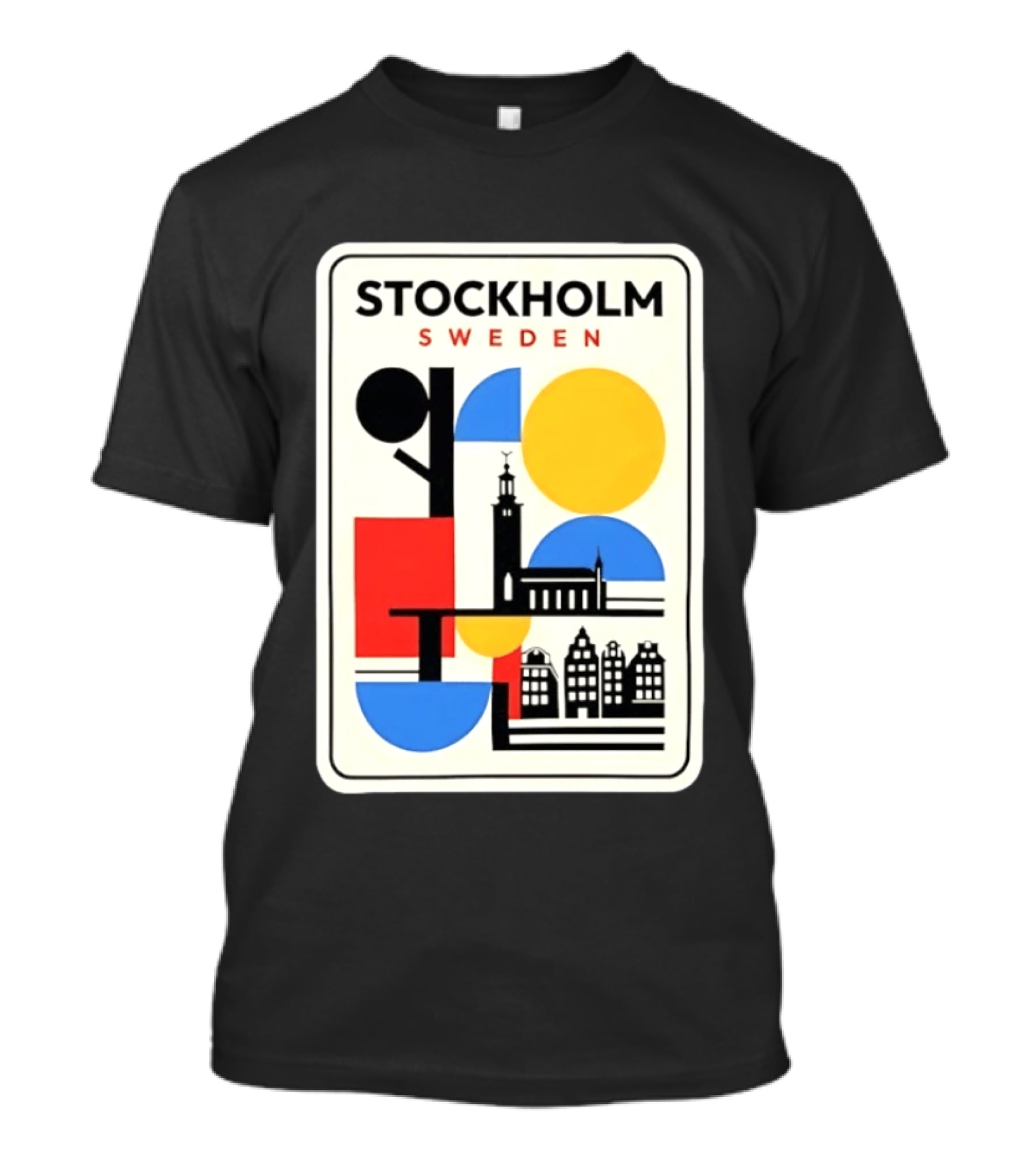Stockholm Sweden Geometric Cityscape Travel Iconic Urban Landmark Building T-Shirt
