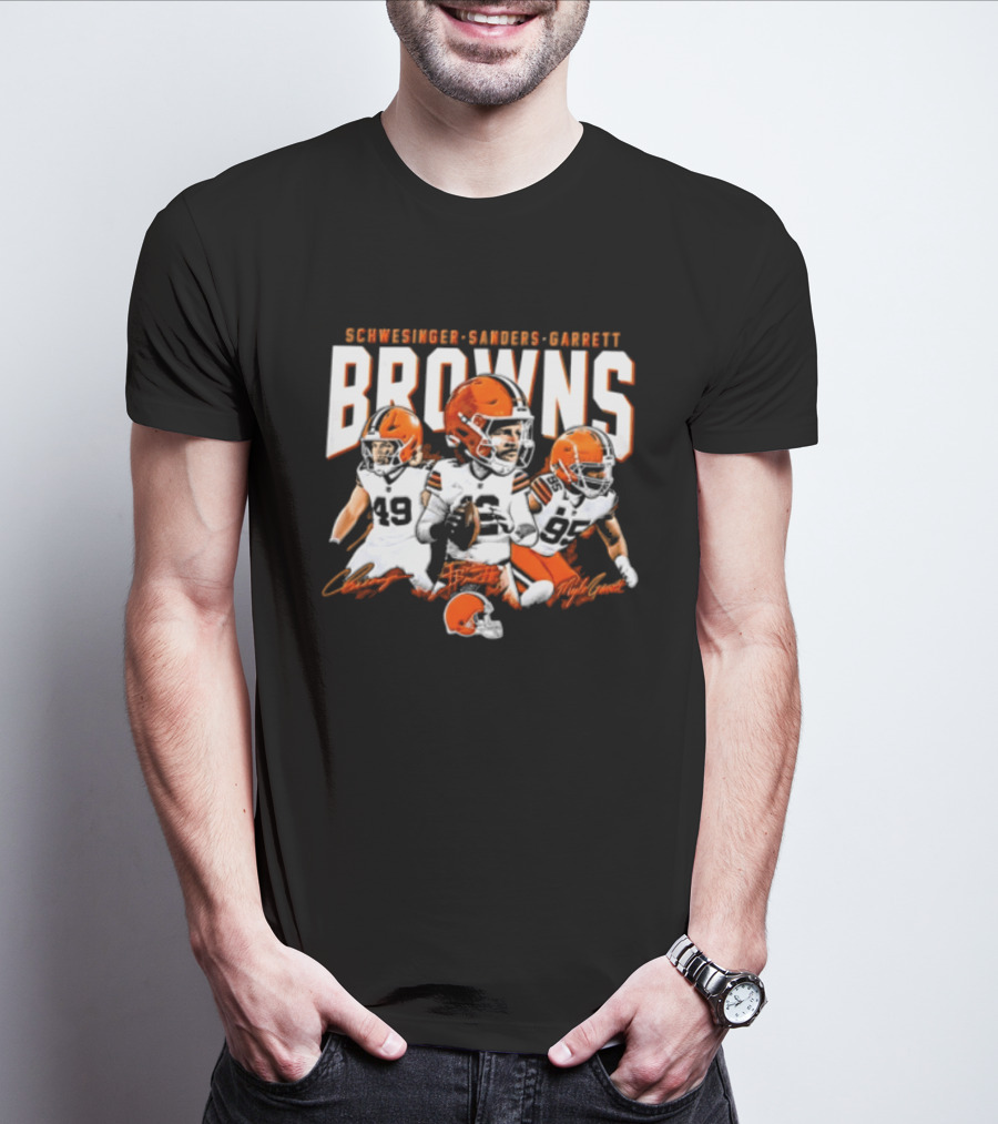 Browns Schwesinger Sanders Garrett Caricature 49 12 95 T-Shirt
