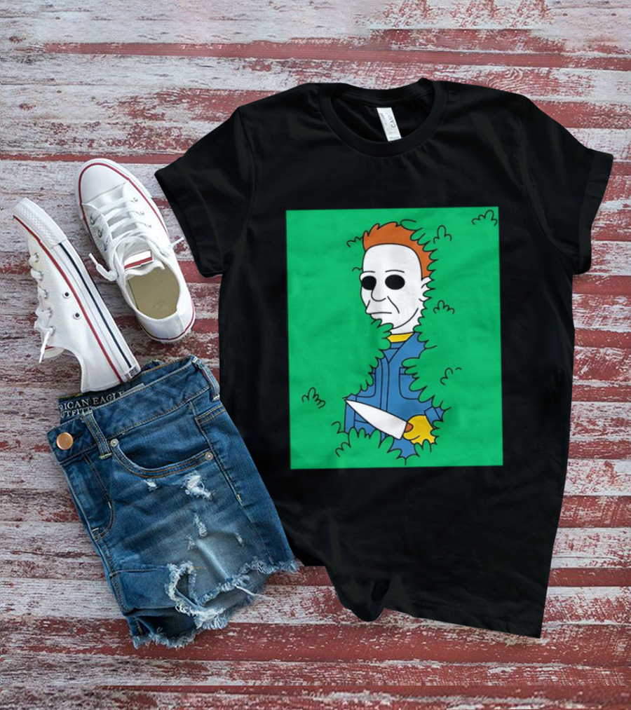 Michael Myers Halloween Bushes Knife Humor T-Shirt