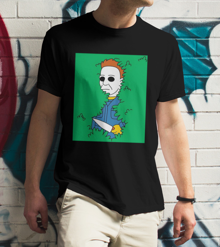 Michael Myers Halloween Bushes Knife Humor T-Shirt