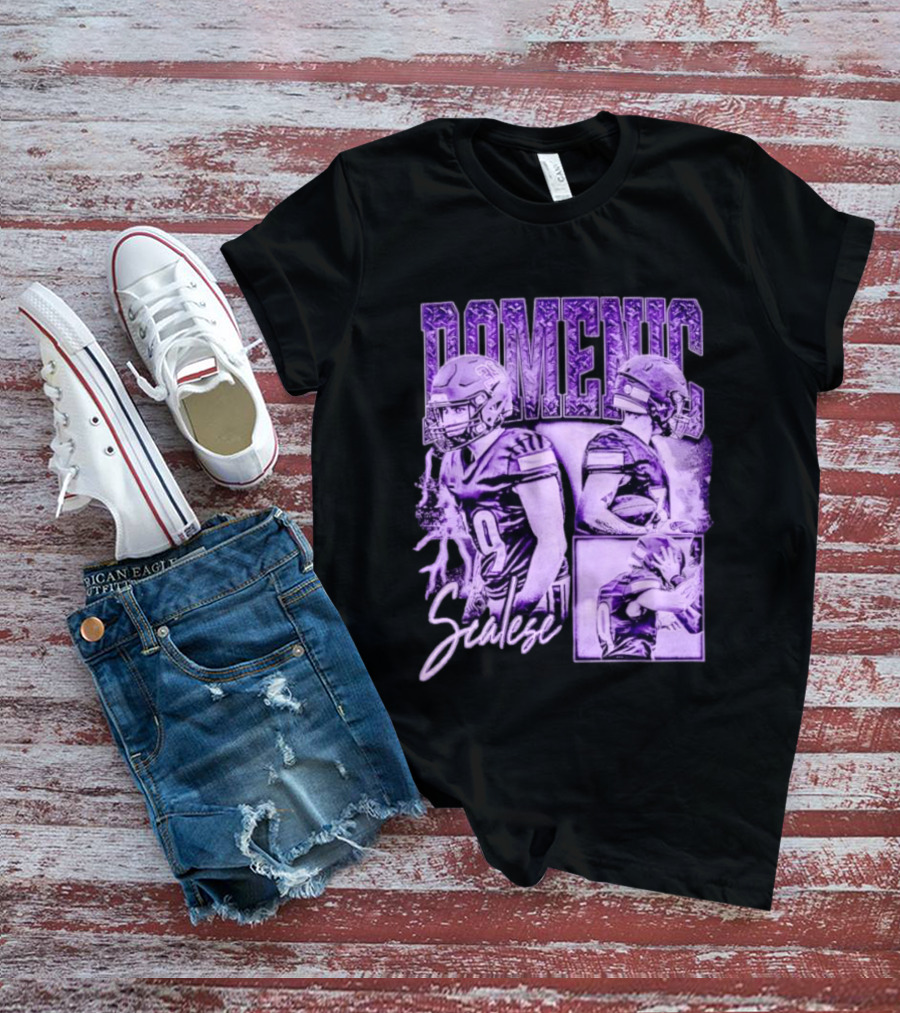 Domenic Scalese Number 9 Football Player Purple Sports Collage T-Shirt