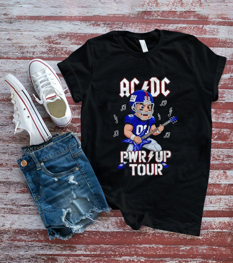 New York Giants AC DC Pwr Up Tour Football Player Rock Music Fusion T-Shirt