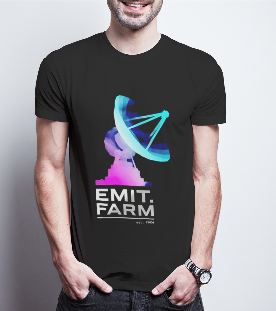 Emit Farm Est 2024 Satellite Dish Radio Telescope Science T-Shirt