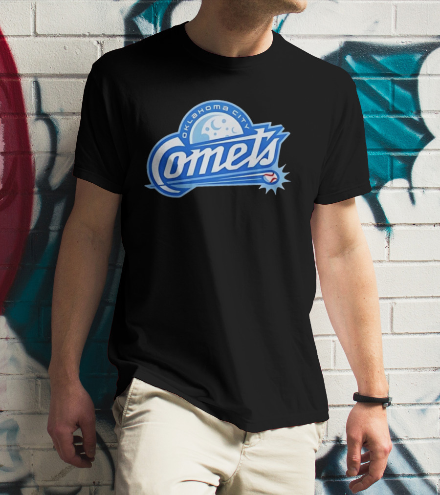 Oklahoma City Comets Baseball Team Moon And Star Baseball T-Shirt