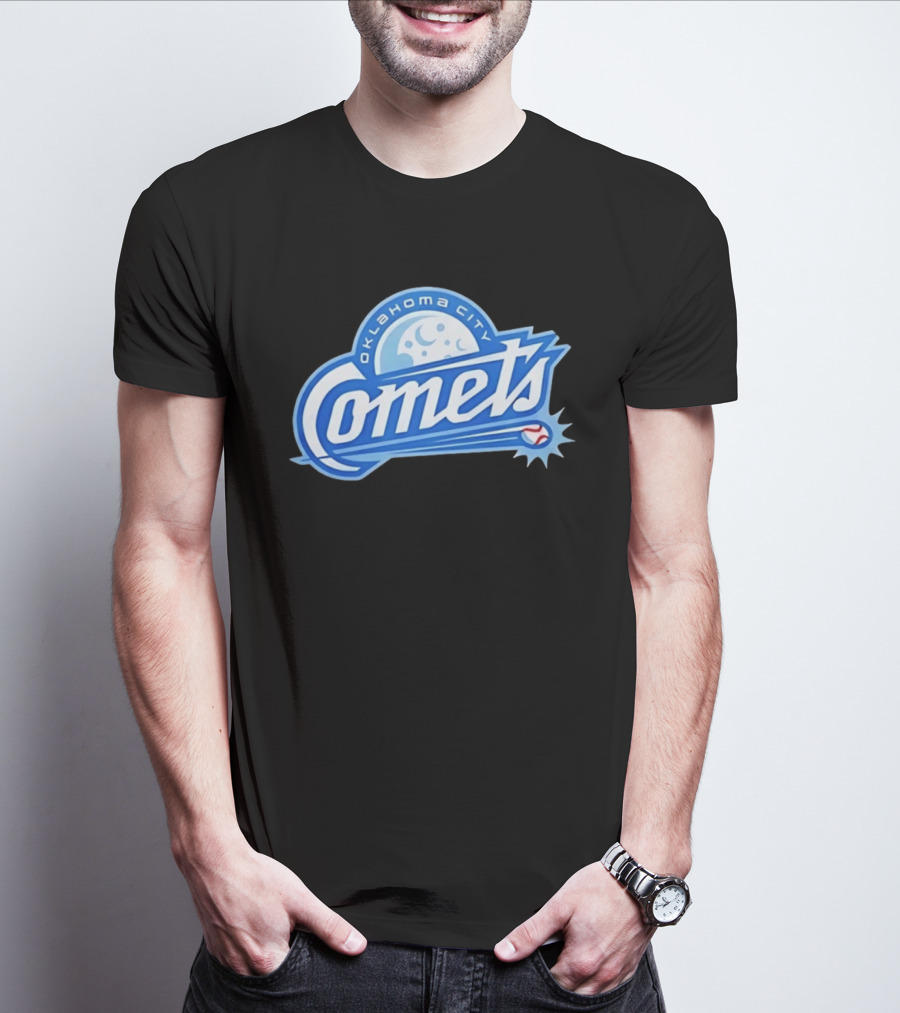 Oklahoma City Comets Baseball Team Moon And Star Baseball T-Shirt