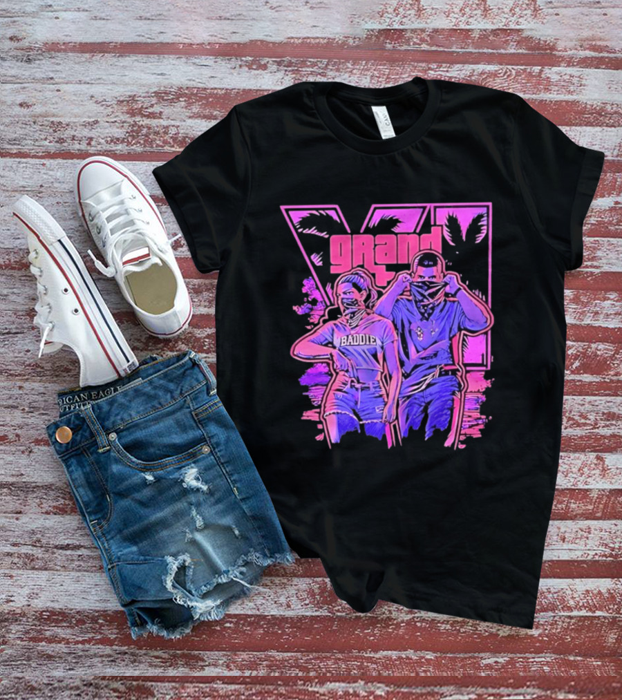 Grand Baddie Couple Neon Vibes Streetwear T-Shirt