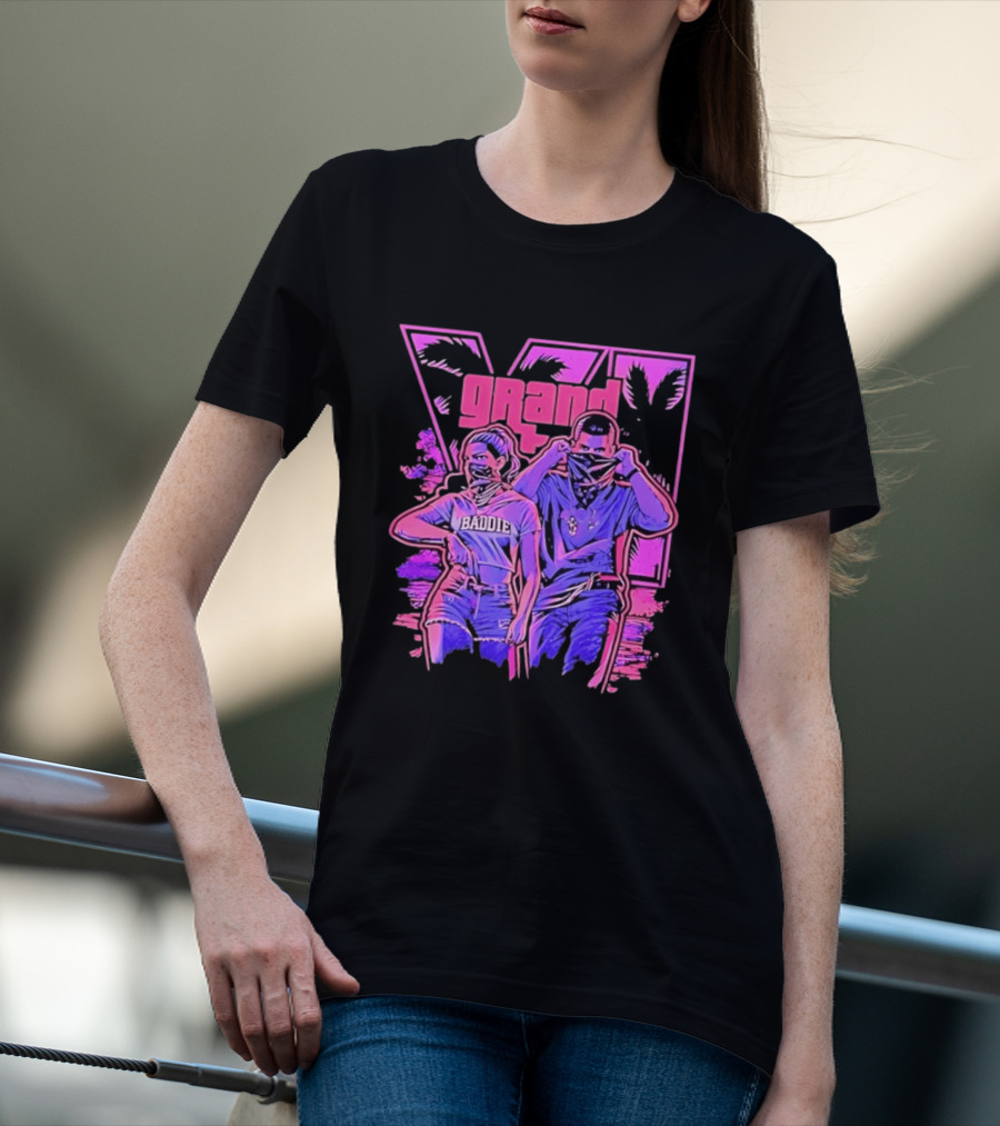 Grand Baddie Couple Neon Vibes Streetwear T-Shirt