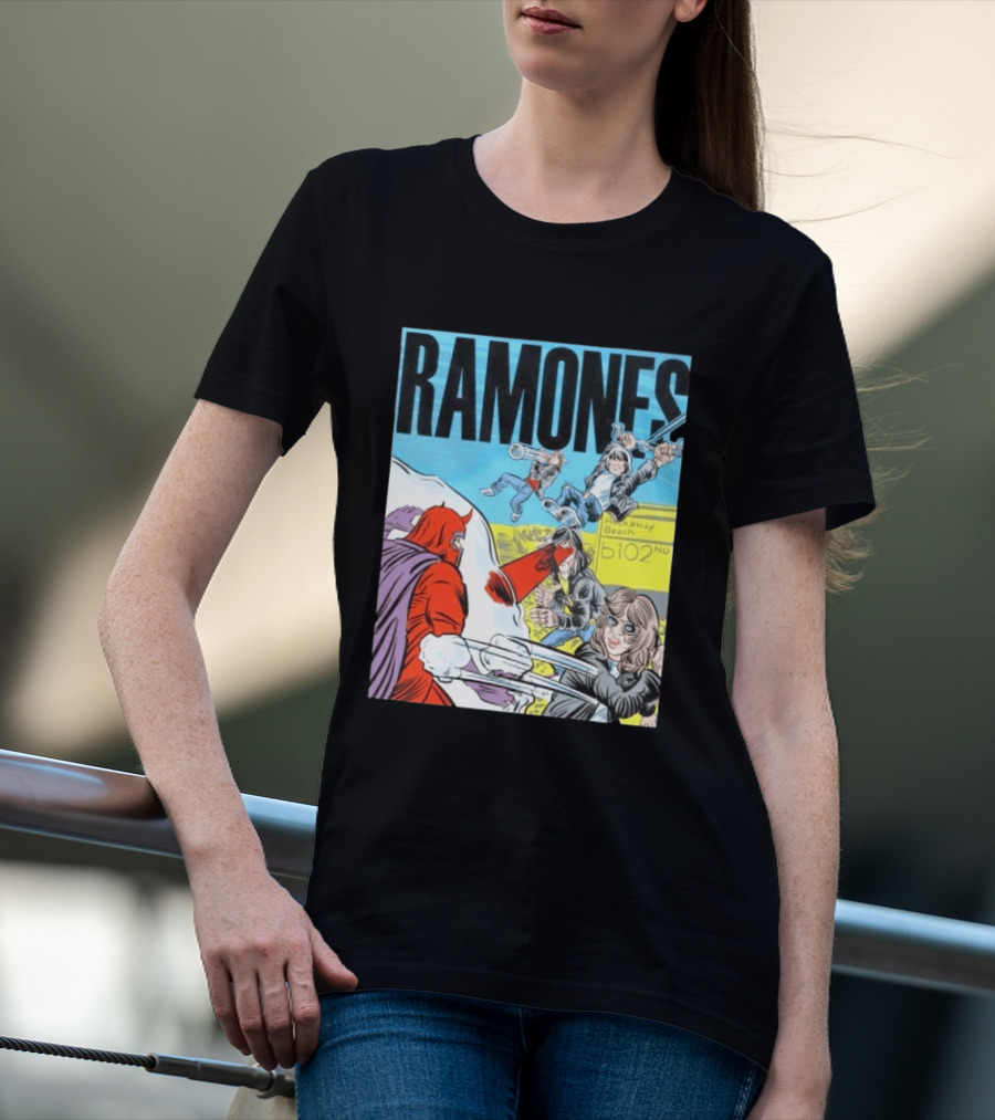 Ramones Rockaway Beach Comic Jack Kirby Style 102nd Street T-Shirt
