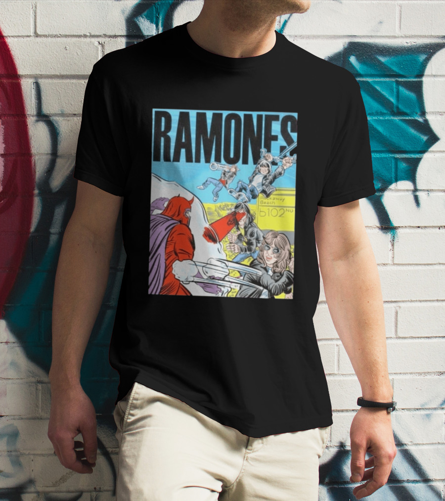 Ramones Rockaway Beach Comic Jack Kirby Style 102nd Street T-Shirt