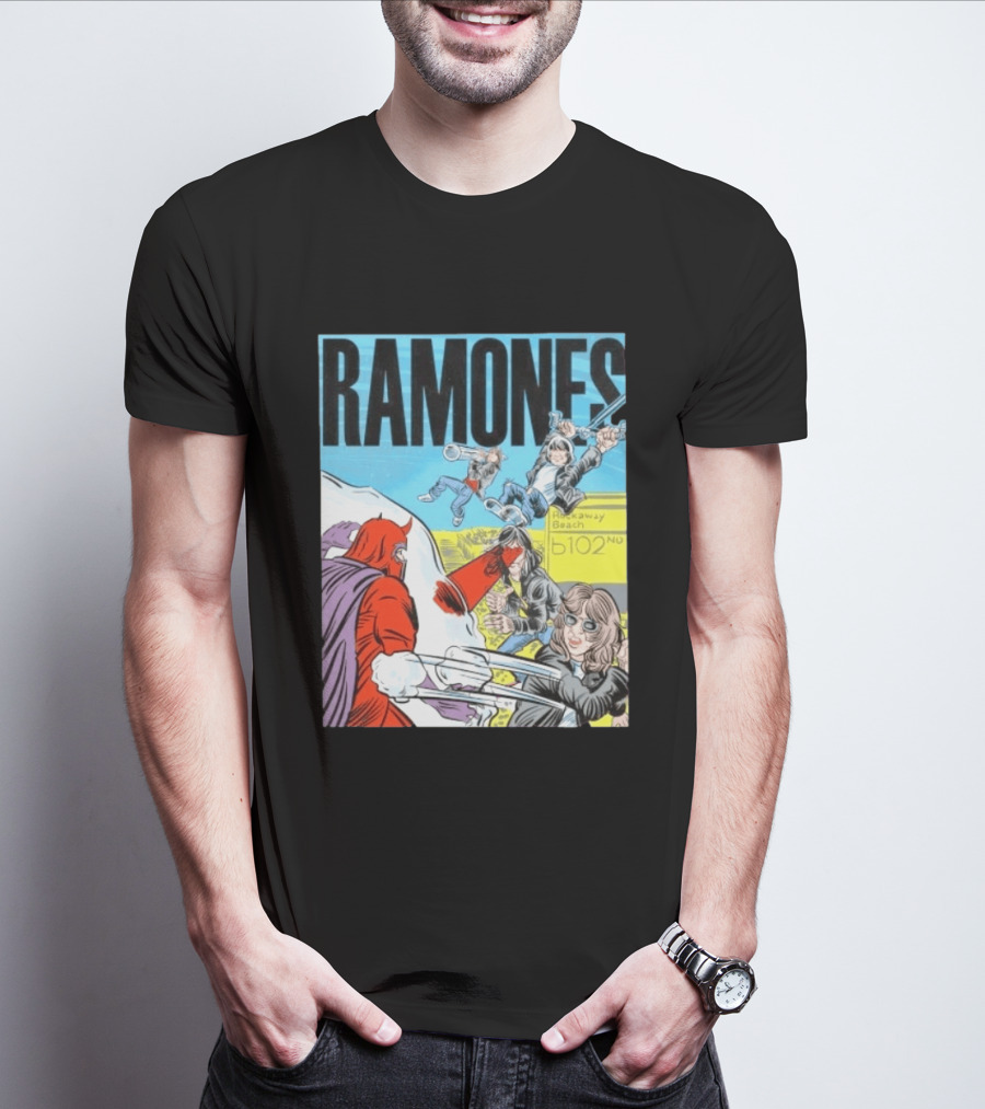 Ramones Rockaway Beach Comic Jack Kirby Style 102nd Street T-Shirt