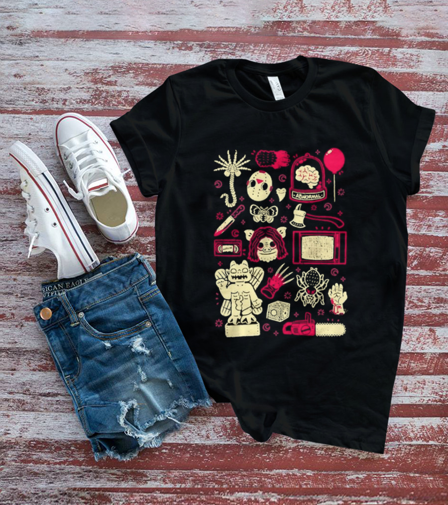 Horror Movie Slasher Mask Chainsaw Creepy Halloween T-Shirt