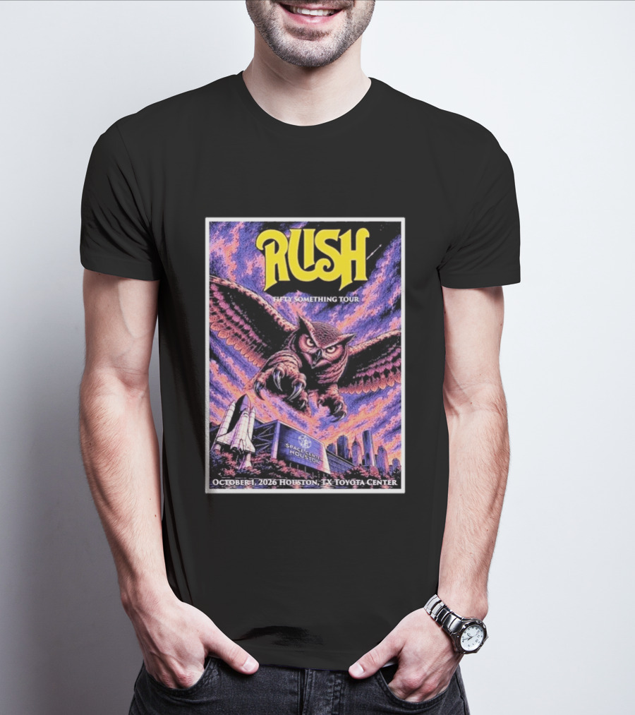 Rush Fifty Something Tour October 1 2026 Houston TX Toyota Center Owl T-Shirt