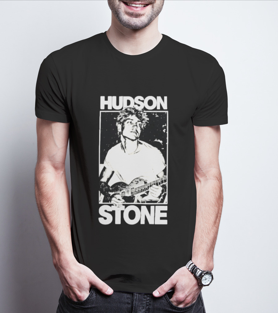Hudson Stone Distressed Musician Black And White Image T-Shirt