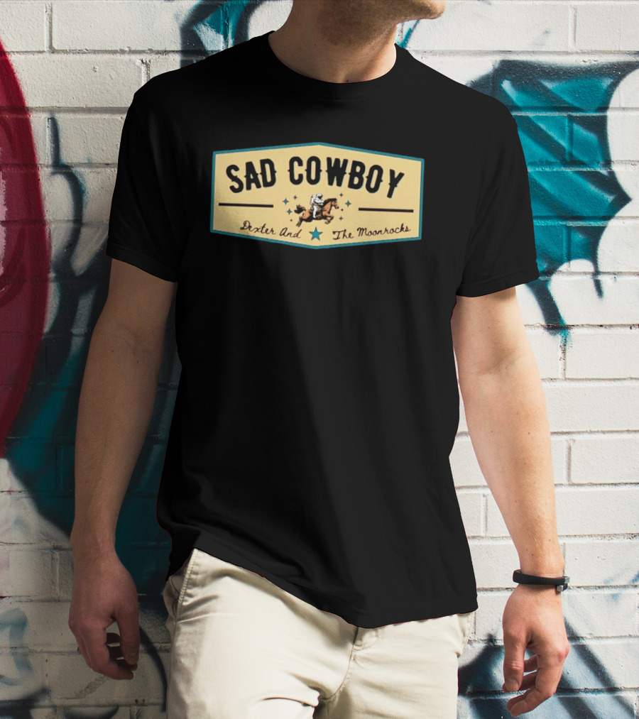 Sad Cowboy Dexter And The Moonrocks Vintage Country Rock Astronaut Horse Riding T-Shirt