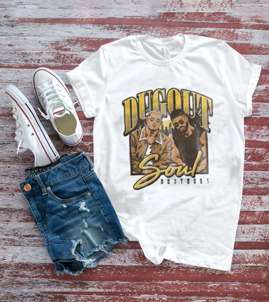 Dugout Soul Brothers Two Men Wearing Sunglasses City Skyline T-Shirt