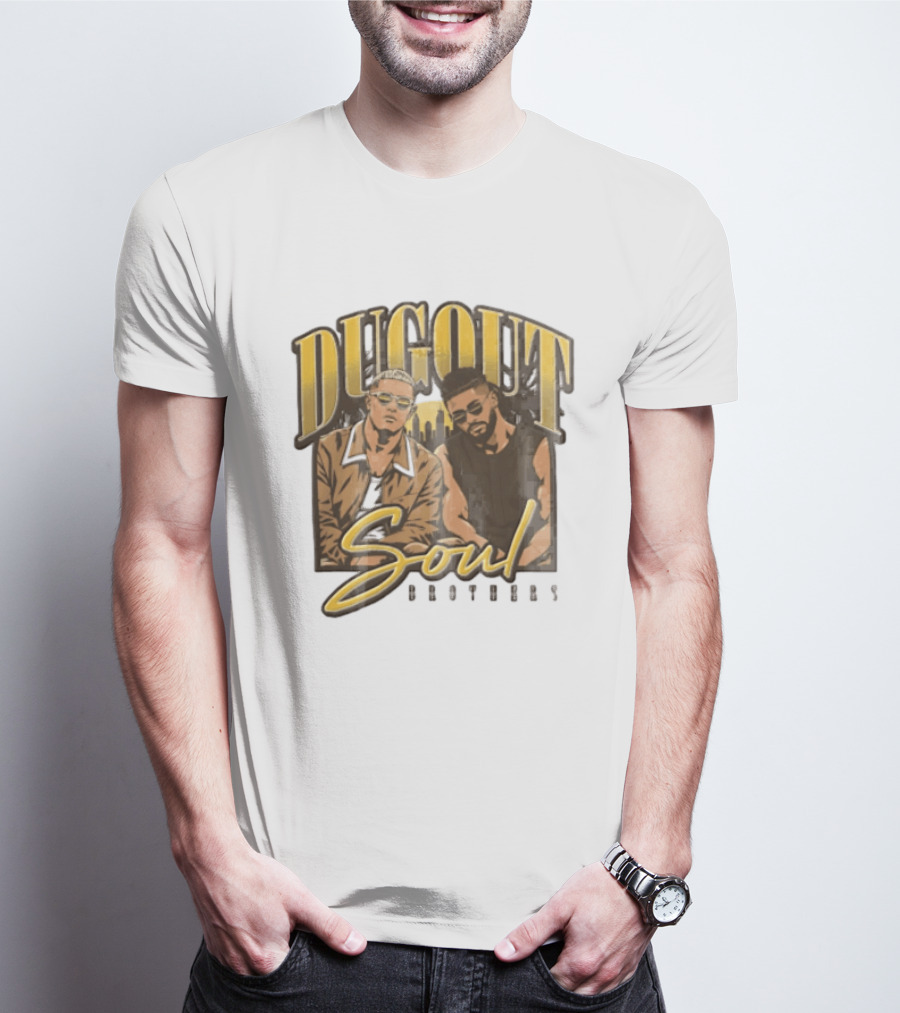 Dugout Soul Brothers Two Men Wearing Sunglasses City Skyline T-Shirt