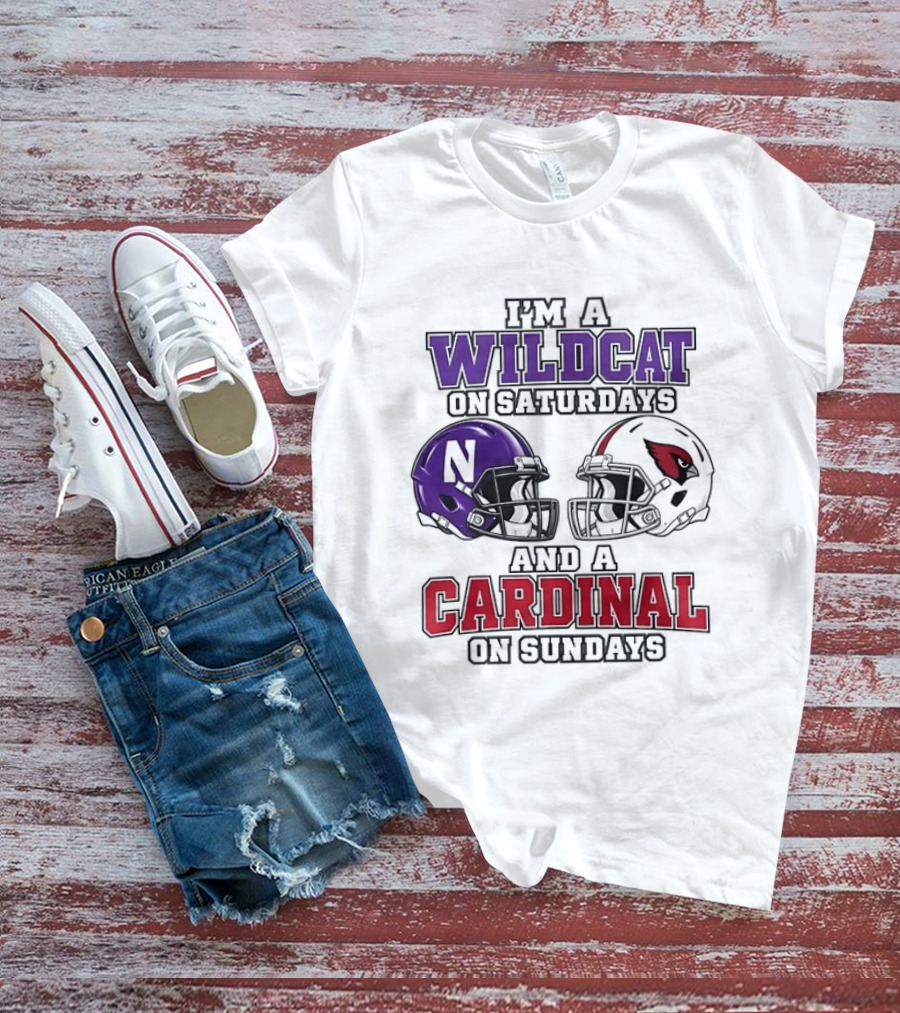 I'm A Wildcat On Saturdays And A Cardinal On Sundays Two Helmets T-Shirt