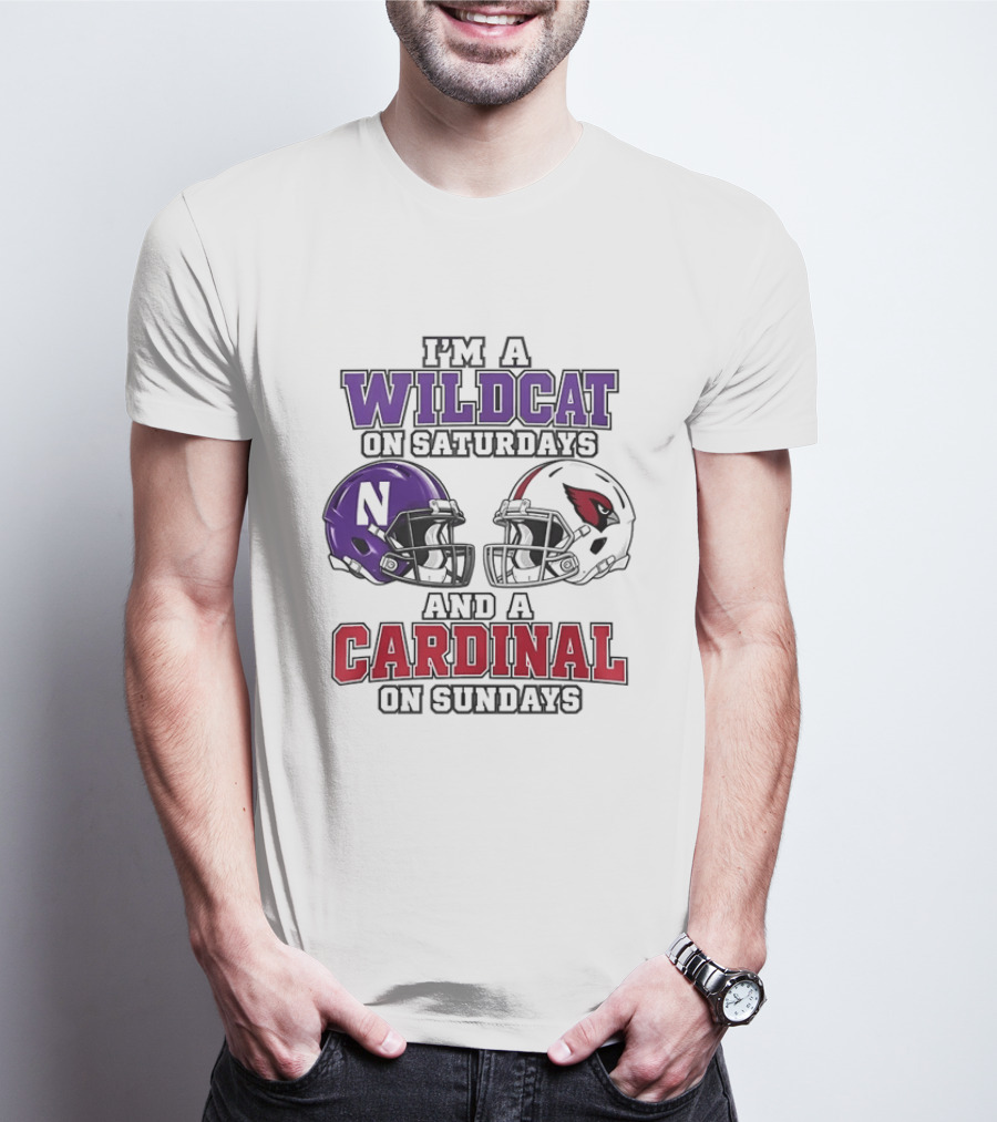 I'm A Wildcat On Saturdays And A Cardinal On Sundays Two Helmets T-Shirt