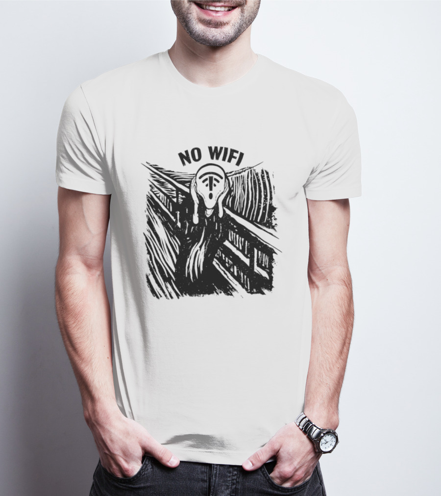 No WiFi The Scream Edvard Munch Network Signal T-Shirt