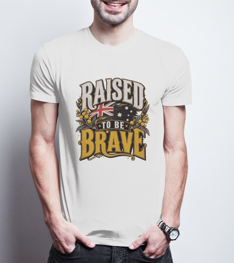 Raised To Be Brave Australian Flag With National Pride And Floral T-Shirt