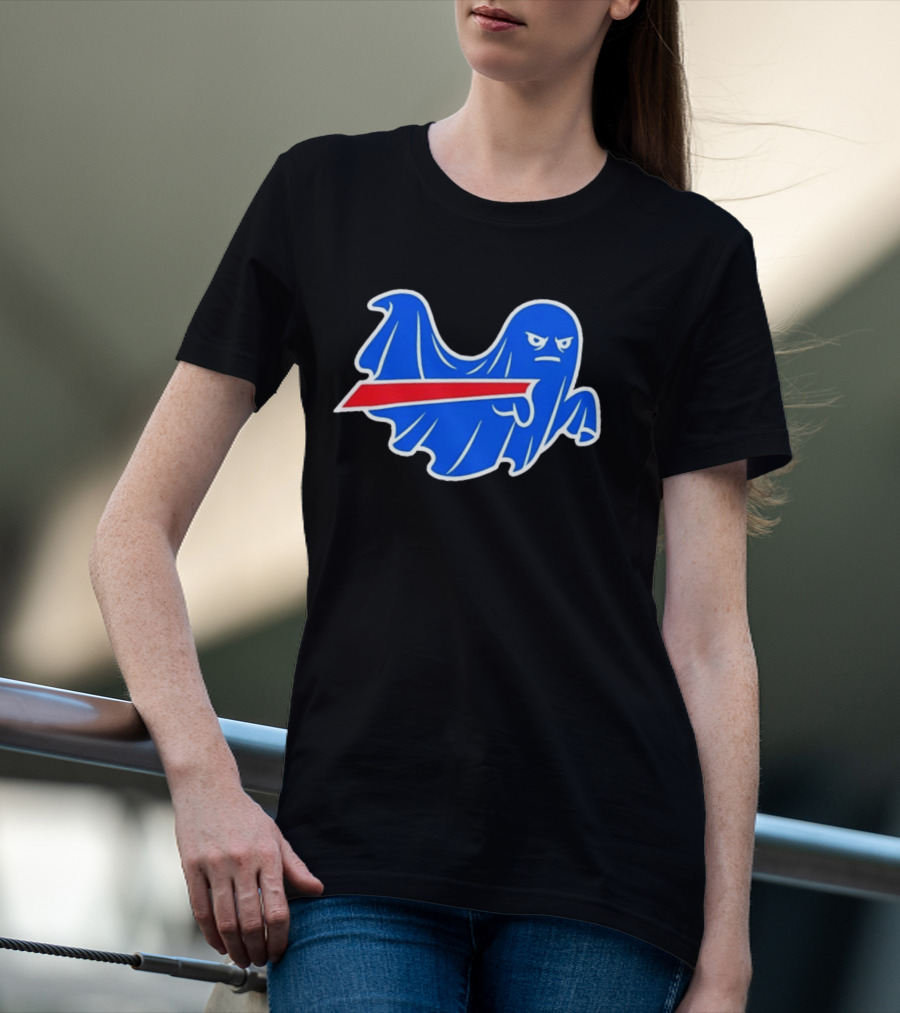 Buffalo Bills Ghost Mascot Emblem With Red T-Shirt