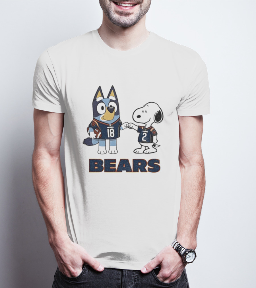 Bluey And Snoopy Chicago Bears Football Team Friends T-Shirt