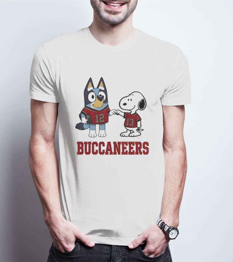 Bluey Snoopy Tampa Bay Buccaneers Football Friends T-Shirt