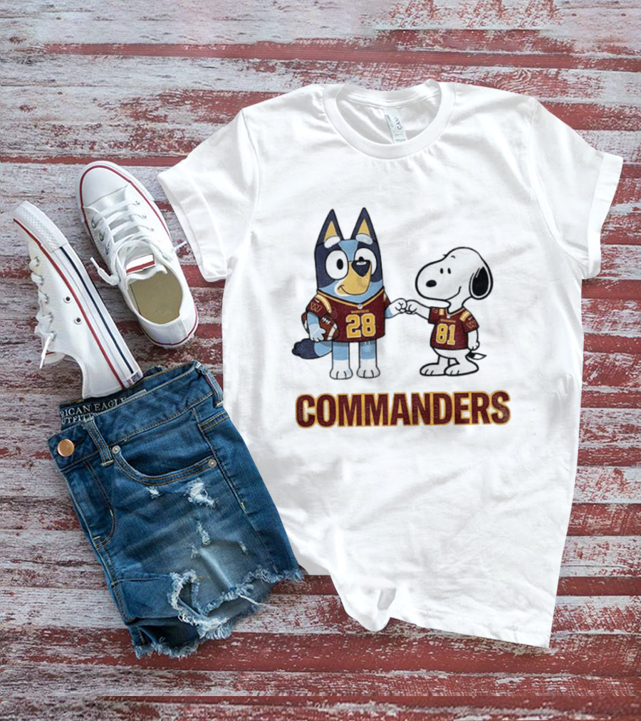 Bluey Snoopy Commanders Football 28 81 T-Shirt