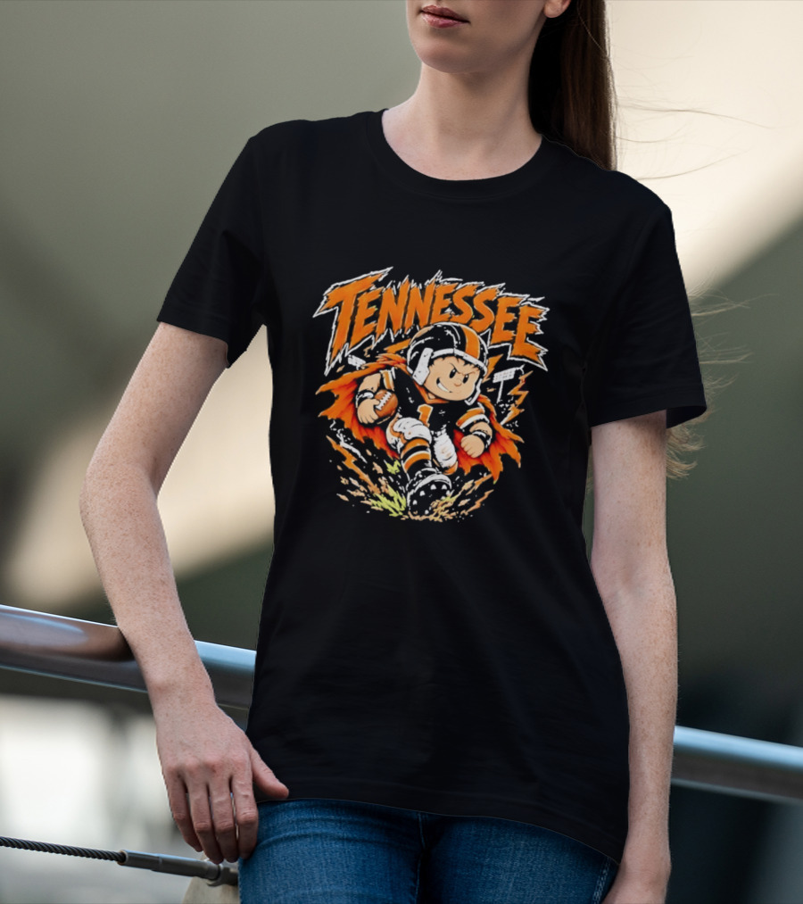 Tennessee Volunteers Football Cartoon Player Number 1 Dynamic T-Shirt