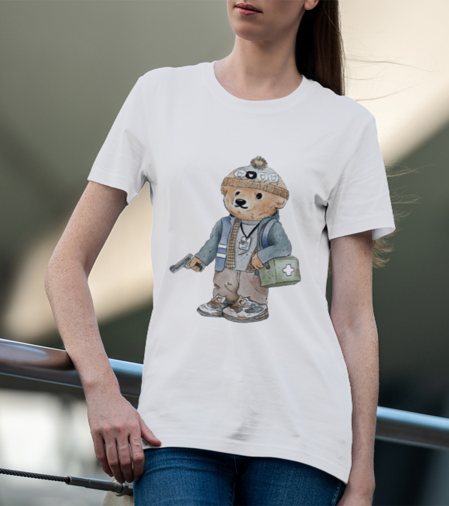 Bryan Bear Toy With Gun And First Aid Kit Beanie T-Shirt