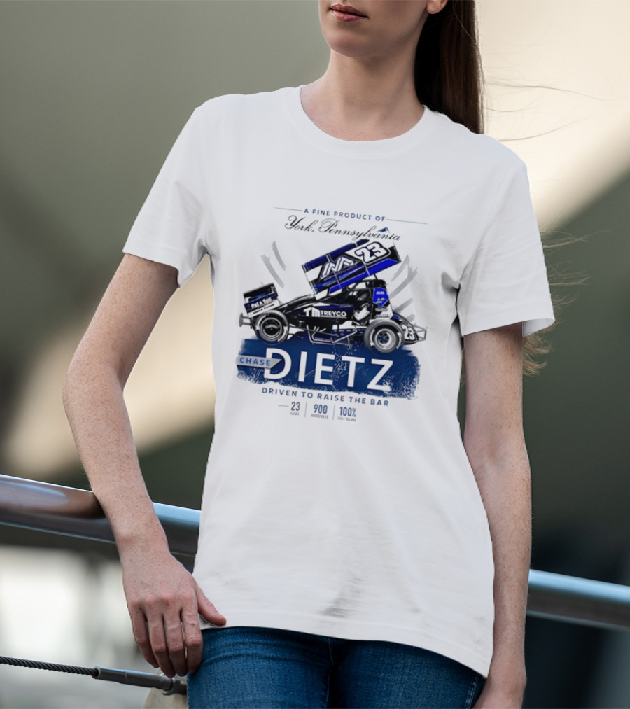 Chase Dietz Sprint Car 23 Driven To Raise The Bar York Pennsylvania Racing T-Shirt