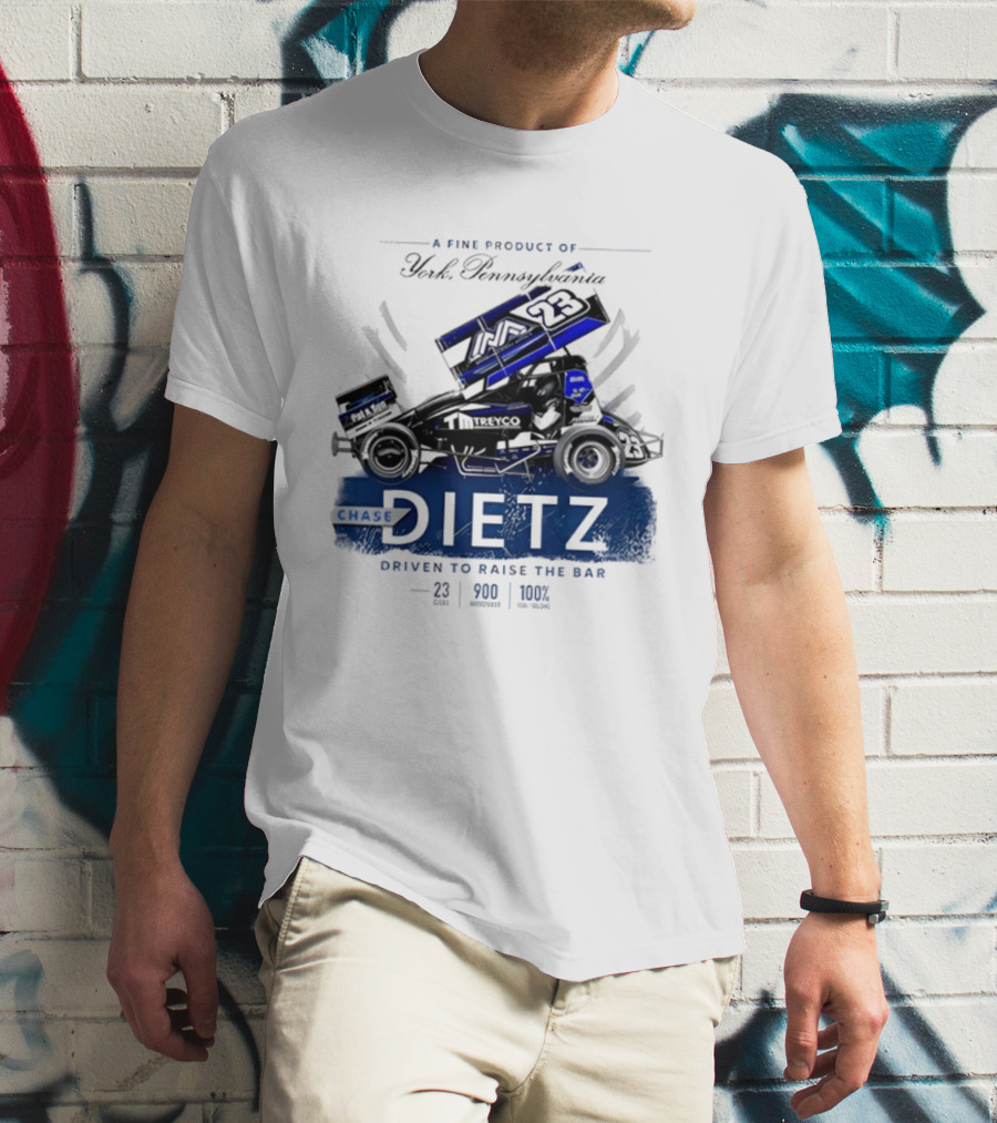 Chase Dietz Sprint Car 23 Driven To Raise The Bar York Pennsylvania Racing T-Shirt