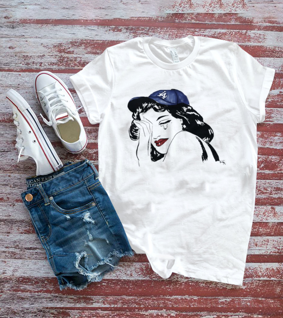 Los Angeles Dodgers Cap Crying Woman Pop T-Shirt