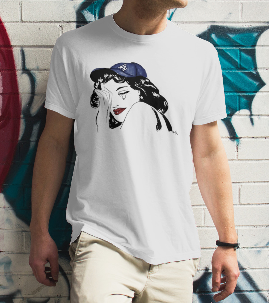 Los Angeles Dodgers Cap Crying Woman Pop T-Shirt
