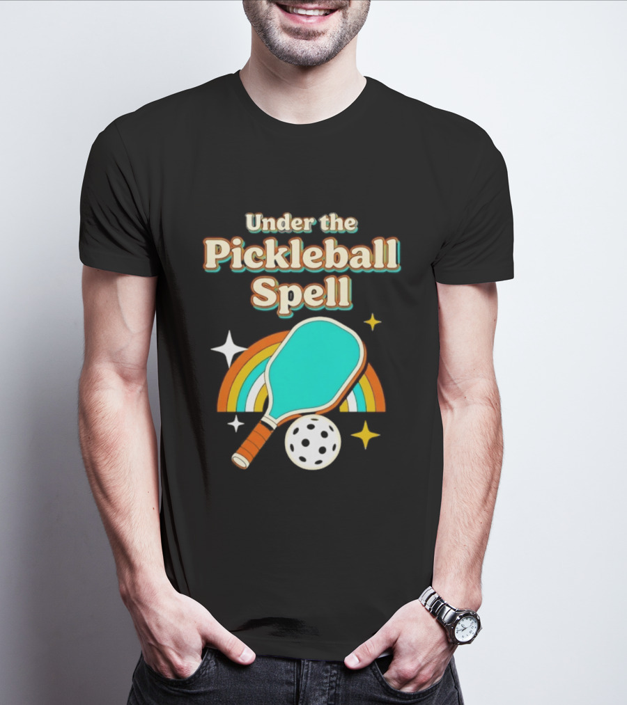 Under The Pickleball Spell Paddle And Rainbow Magic T-Shirt