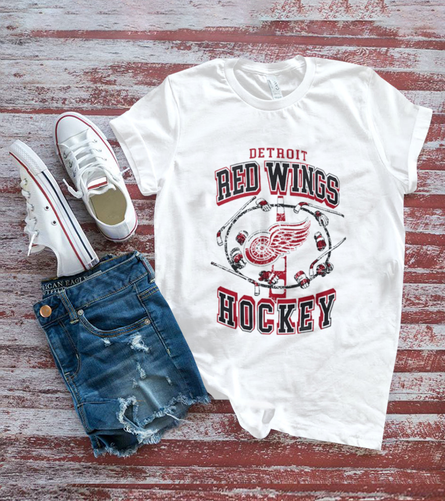 Detroit Red Wings Hockey Vintage Style Distressed Circle T-Shirt